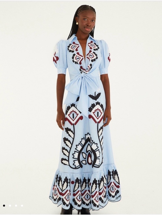 FARM Rio Dresses & Skirts - Farm Rio western Light Blue Printed Tie-Front Maxi Dress